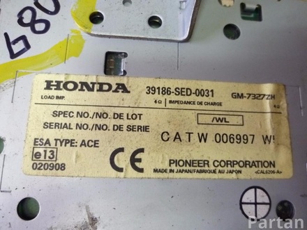HONDA 39186-SED-0031 / 39186SED0031 ACCORD VII (CL, CN) 2005 Control unit for navigation system
