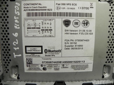 FIAT 330 VPC ECE, 07355674420 / 330VPCECE, 07355674420 500L (351_, 352_) 2013 Radio / CD