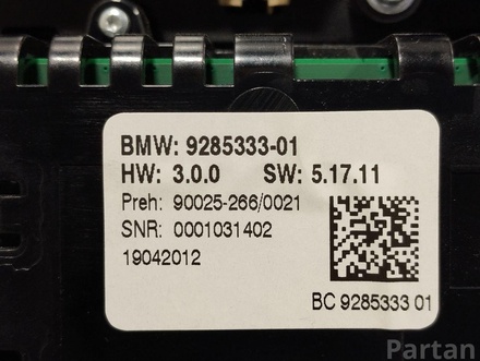 BMW 9285333 5 (F10) 2011 Termostato, ventilador climatización